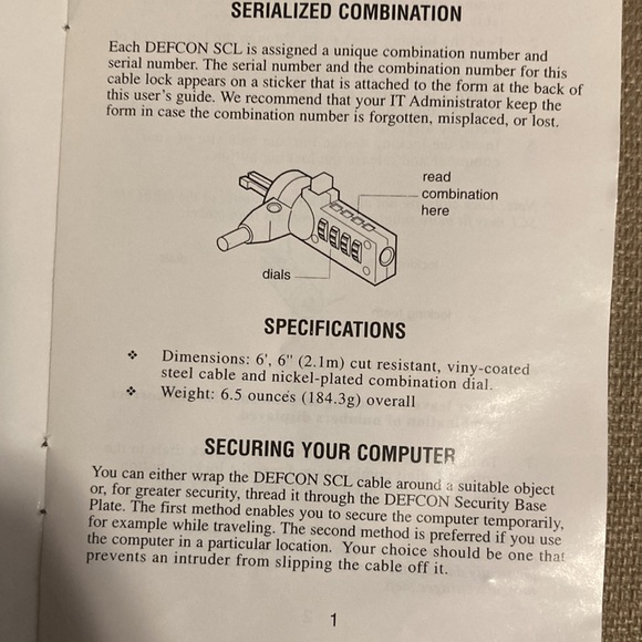 Targus Defcon SCL Serialized Cable Lock - Picture 8 of 8